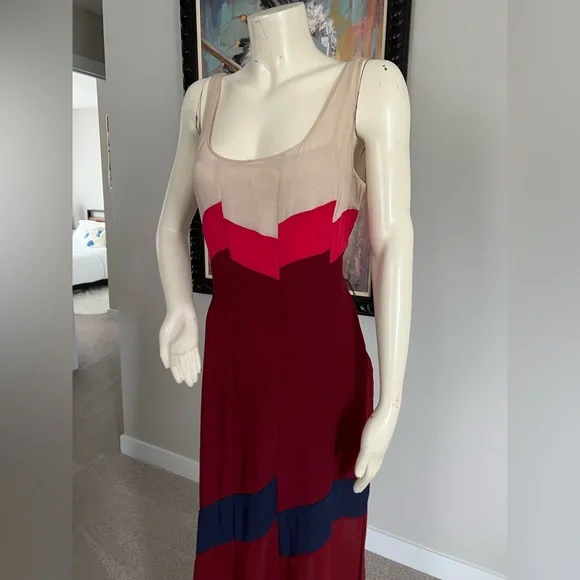 BCBGMaxAzria Burgundy & Pink Sheer Panel Maxi Dress – Size Large (NWT) - Picture 7 of 16
